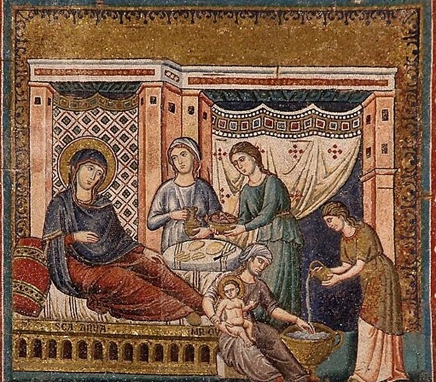 LA NATIVITÀ DI MARIA DI PIETRO CAVALLINI IN SANTA MARIA IN TRASTEVERE