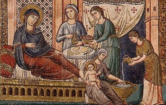 LA NATIVITÀ DI MARIA DI PIETRO CAVALLINI IN SANTA MARIA IN TRASTEVERE