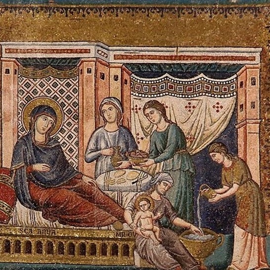 LA NATIVITÀ DI MARIA DI PIETRO CAVALLINI IN SANTA MARIA IN TRASTEVERE