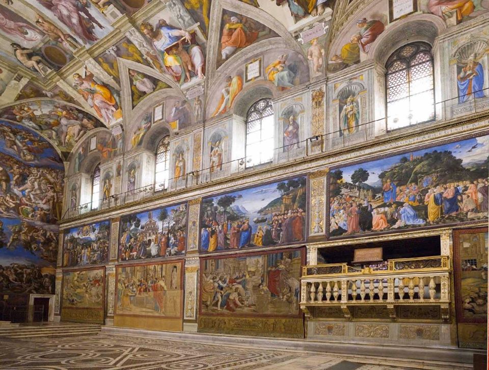 la consegna delle tavole della legge di cosimo rosselli, nella cappella sistina