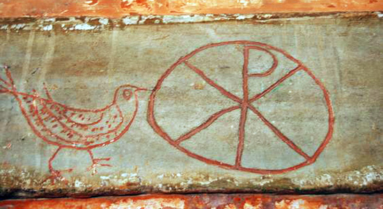 la colomba nelle catacombe romane